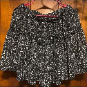 black polka dot frill skirt